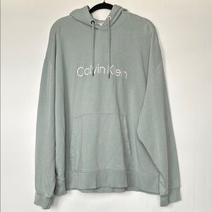 Calvin Klein Women’s Blue/Gray Hoodie Sweater with Kangaroo Pocket